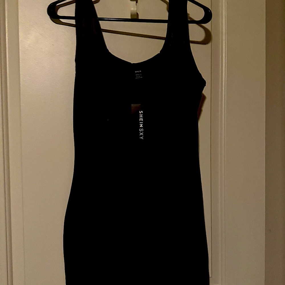 Black Size M bodycon PU leather dress